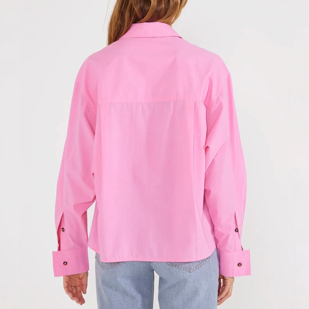 ETICA pink Oceane pleated button down collared long sleeve top shirt - Picture 3 of 9